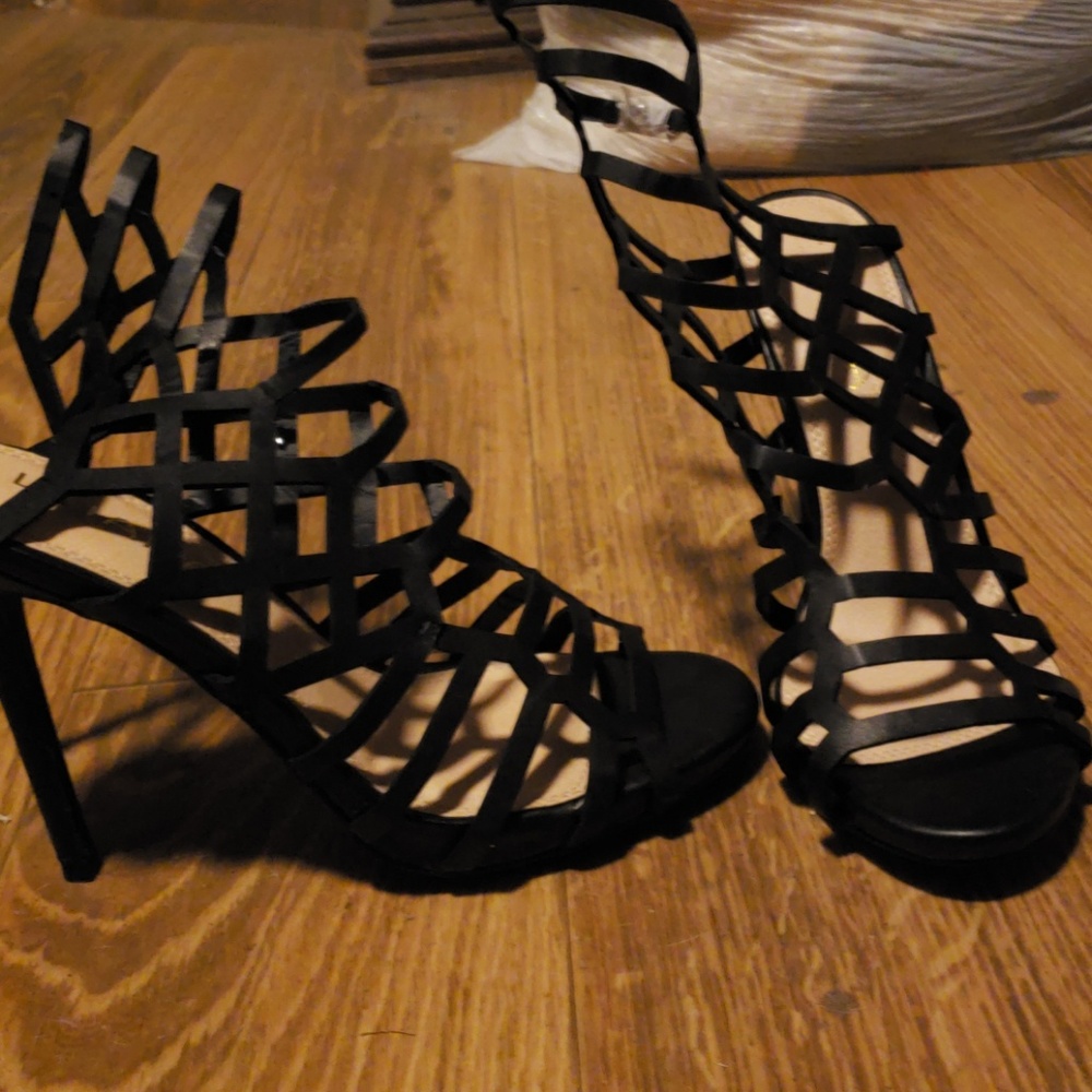 Black cage heels